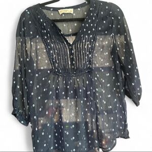 Abercrombie & Fitch Navy Blouse with Floral Accents